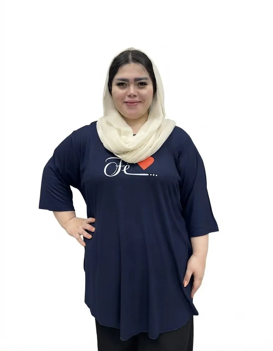 تونیک سایز بزرگ زنانه نخی طرح قلب (مدل زیگزال)